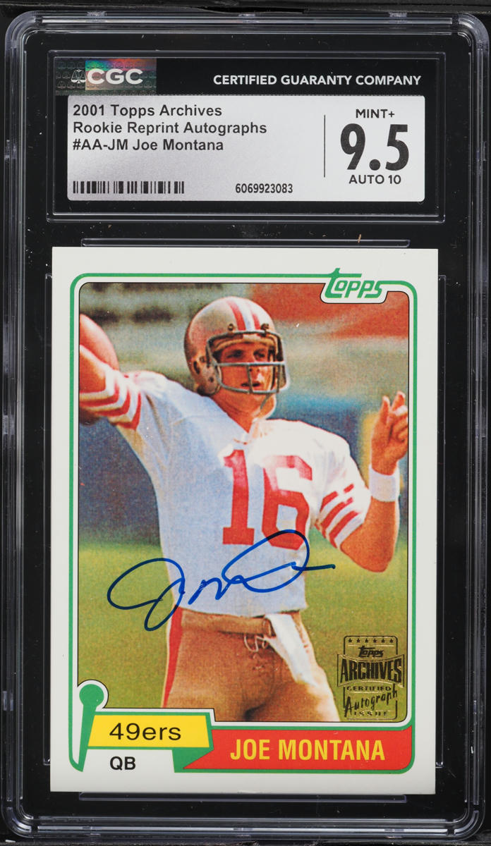 2001 Topps Archives Rookie Reprint Joe Montana AUTO #AA-JM CGC 9.5 MINT+