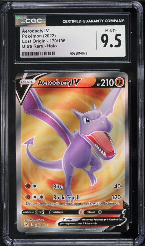 2022 Pokemon SWSH Lost Origin Full Art Aerodactyl V #179 CGC 9.5 MINT+ on Fanatics Collect 2022 Pokemon SWSH Lost Origin Full Art Aerodactyl V #179 CGC 9.5 MINT+ on Fanatics Collect