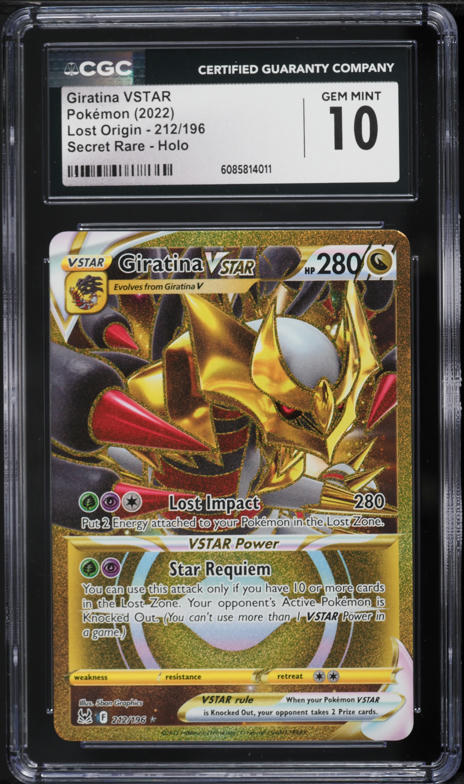 2022 Pokemon SWSH Lost Origin Gold Rare Giratina VSTAR #212 CGC 10