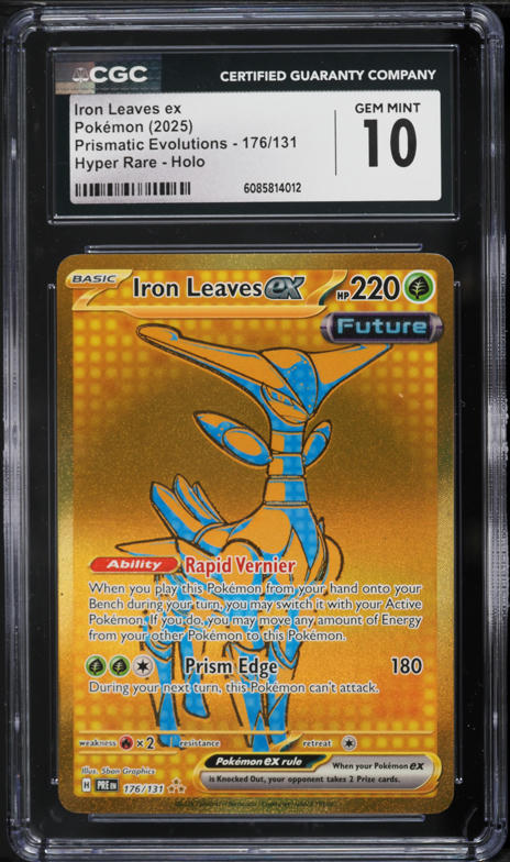 2025 Pokemon SV Prismatic Evolutions Gold Rare Iron Leaves ex #176 CGC 10 GEM MINT