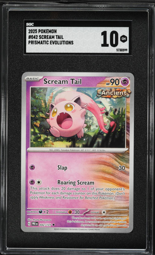 2025 Pokemon Scarlet & Violet Prismatic Evolutions Scream Tail #42 SGC 10 GEM MINT