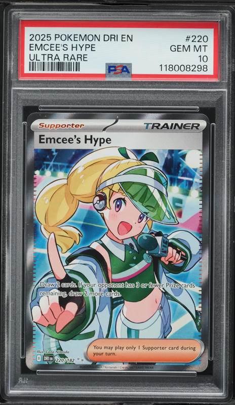 2025 Pokemon Scarlet & Violet Destined Rivals Full Art Emcee's Hype #220 PSA 10 GEM MINT
