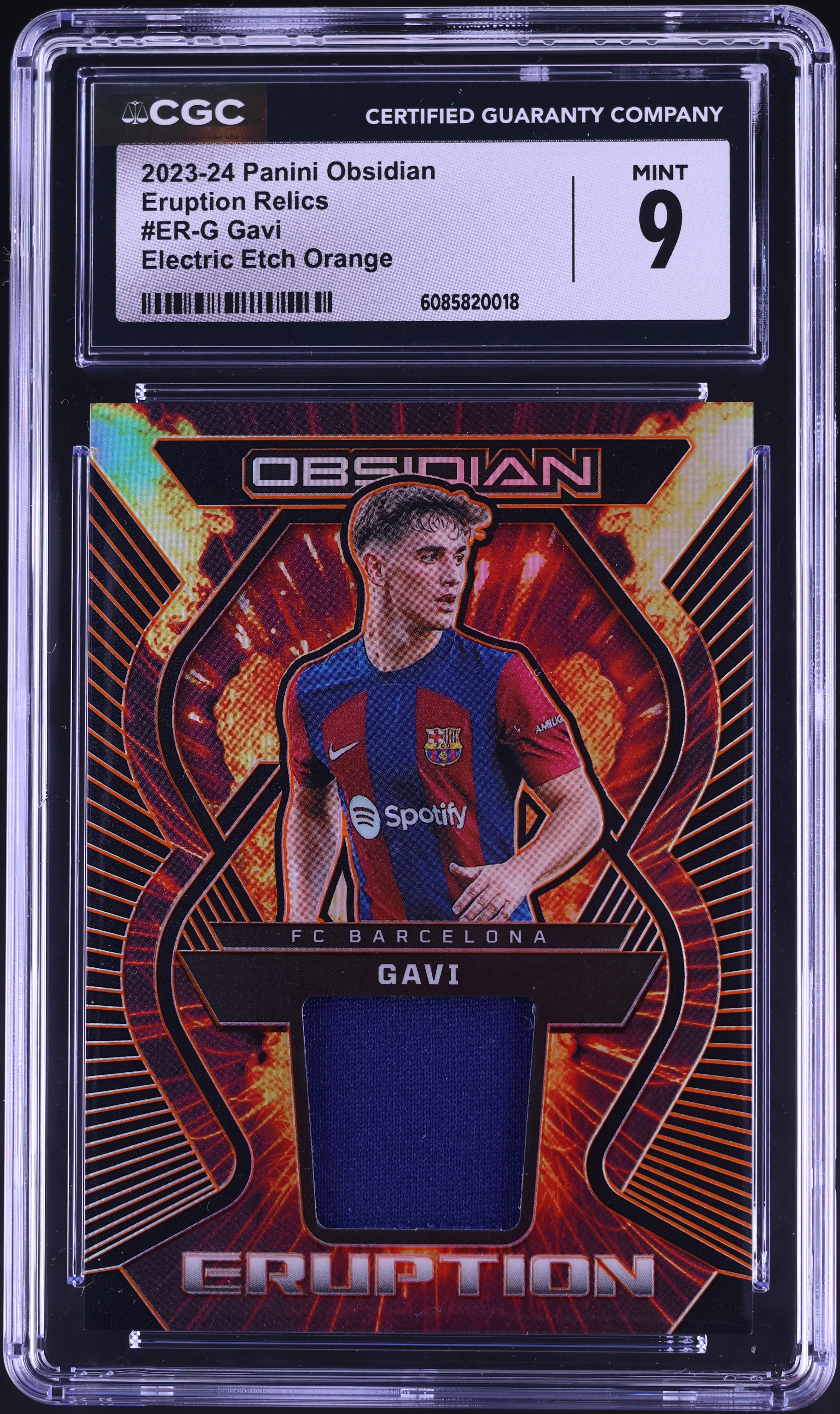 2023 Panini Obsidian Eruption Relics Electric Etch Orange Gavi