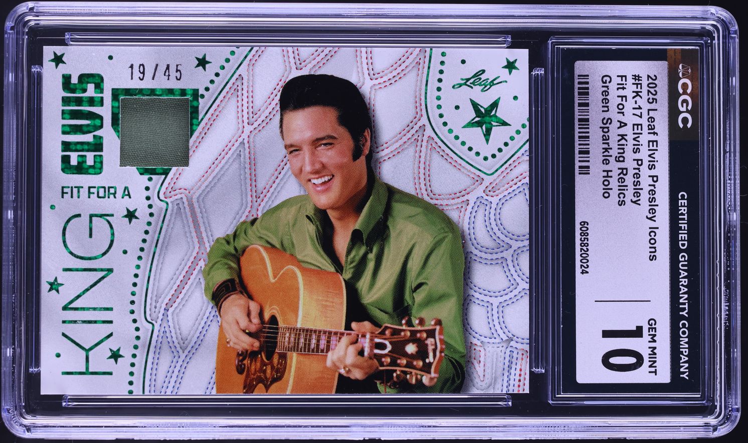 2025 Leaf Icons Fit For A King Green Sparkle Holo Elvis Presley PATCH /45 #FK-17 CGC 10 GEM