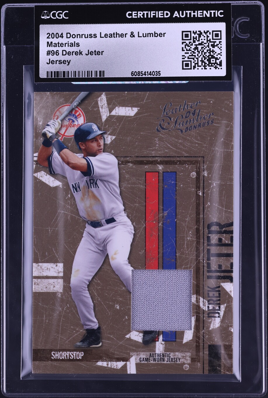 2004 Donruss Leather & Lumber Materials Jersey Derek Jeter PATCH /150 #96 CGC AUTH