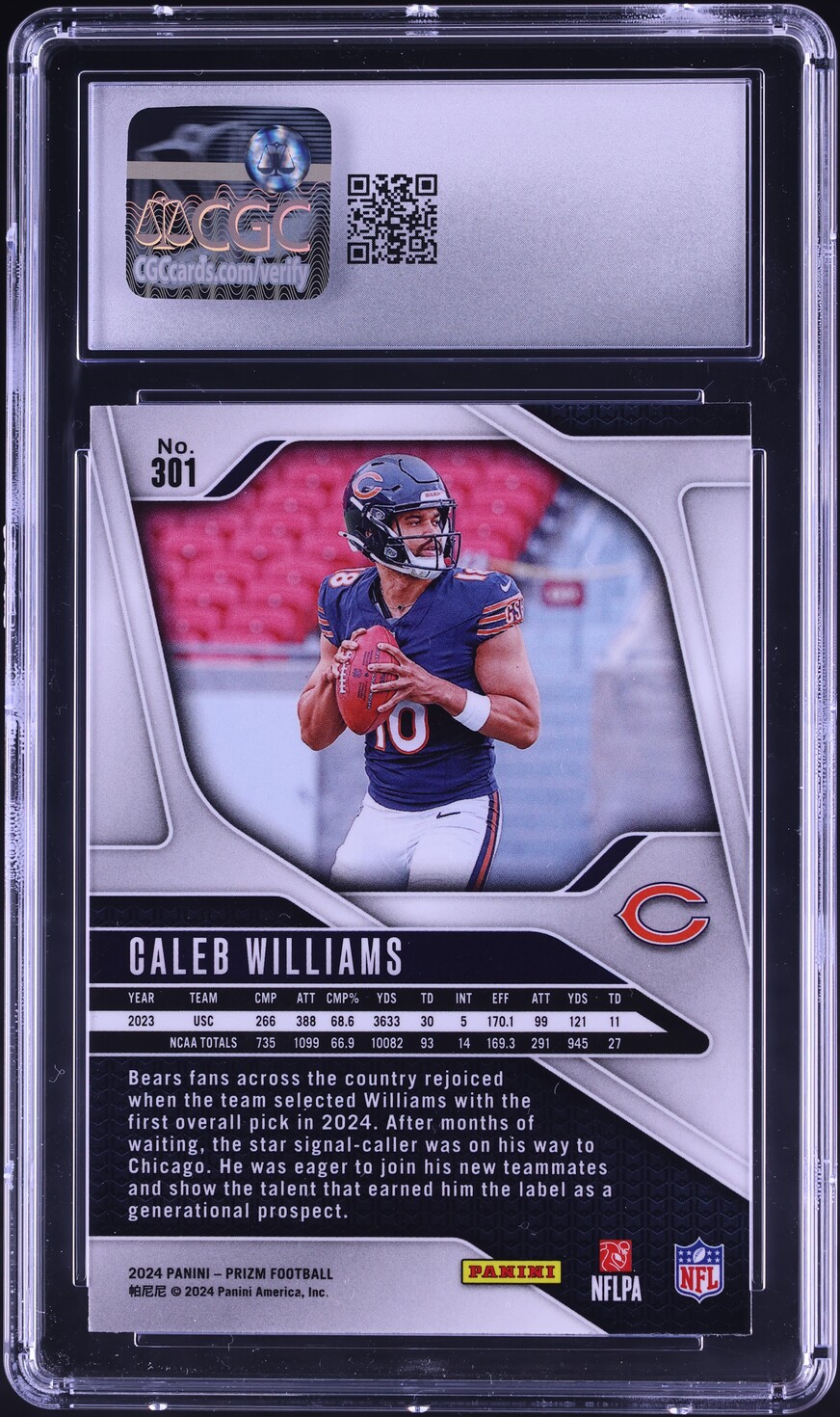 2024 Panini Prizm Caleb Williams ROOKIE #301 CGC 9 MINT