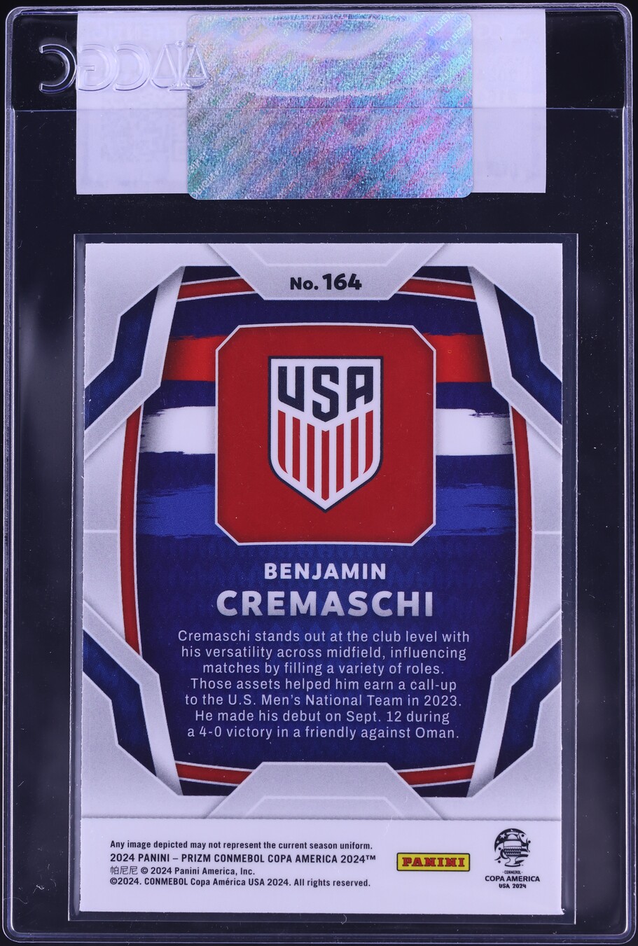 2024 Panini Prizm Copa America Benjamin Cremaschi ROOKIE #164 CGC AUTH