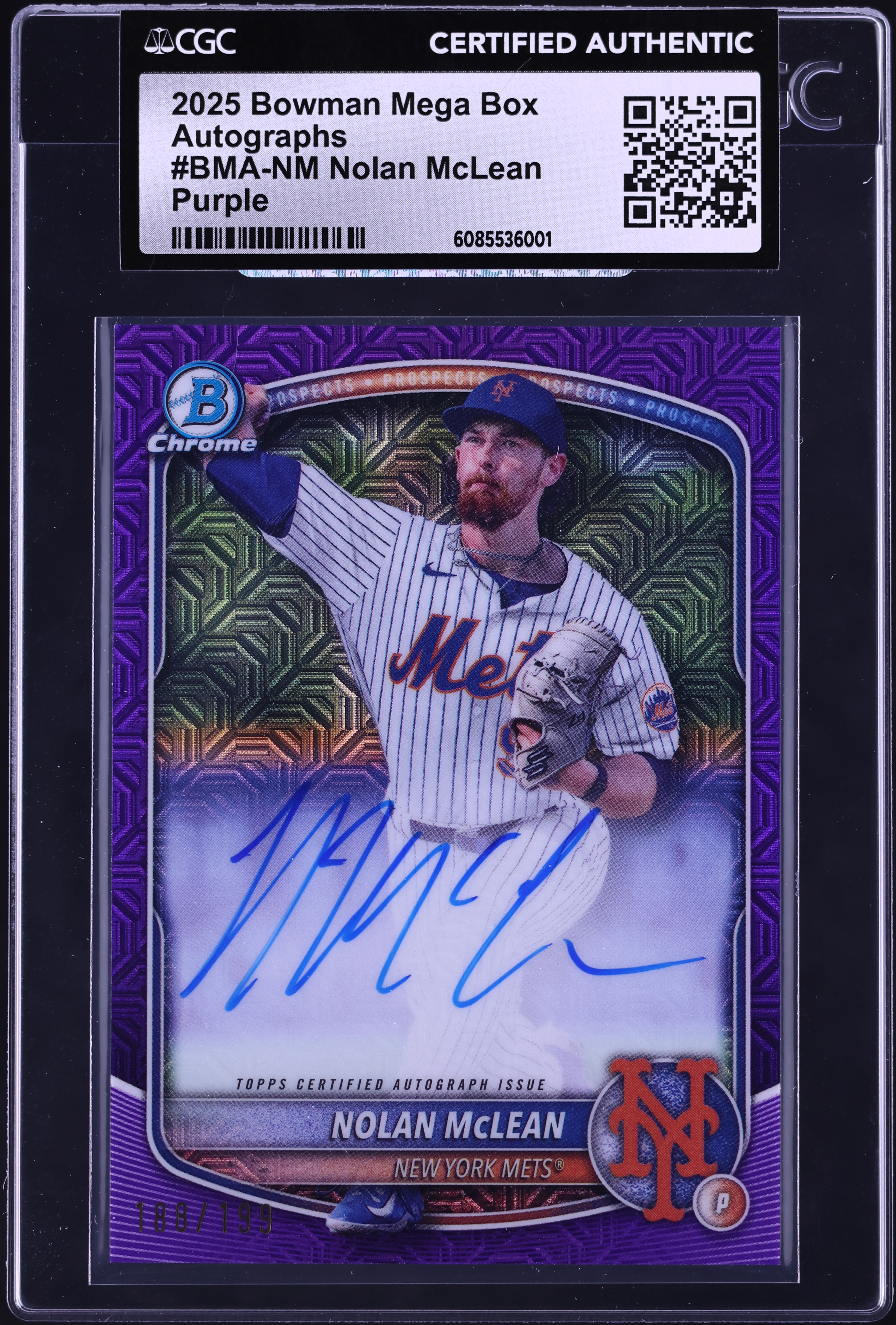 2025 Bowman Chrome Mega Box Purple Nolan McLean PROSPECT AUTO /199