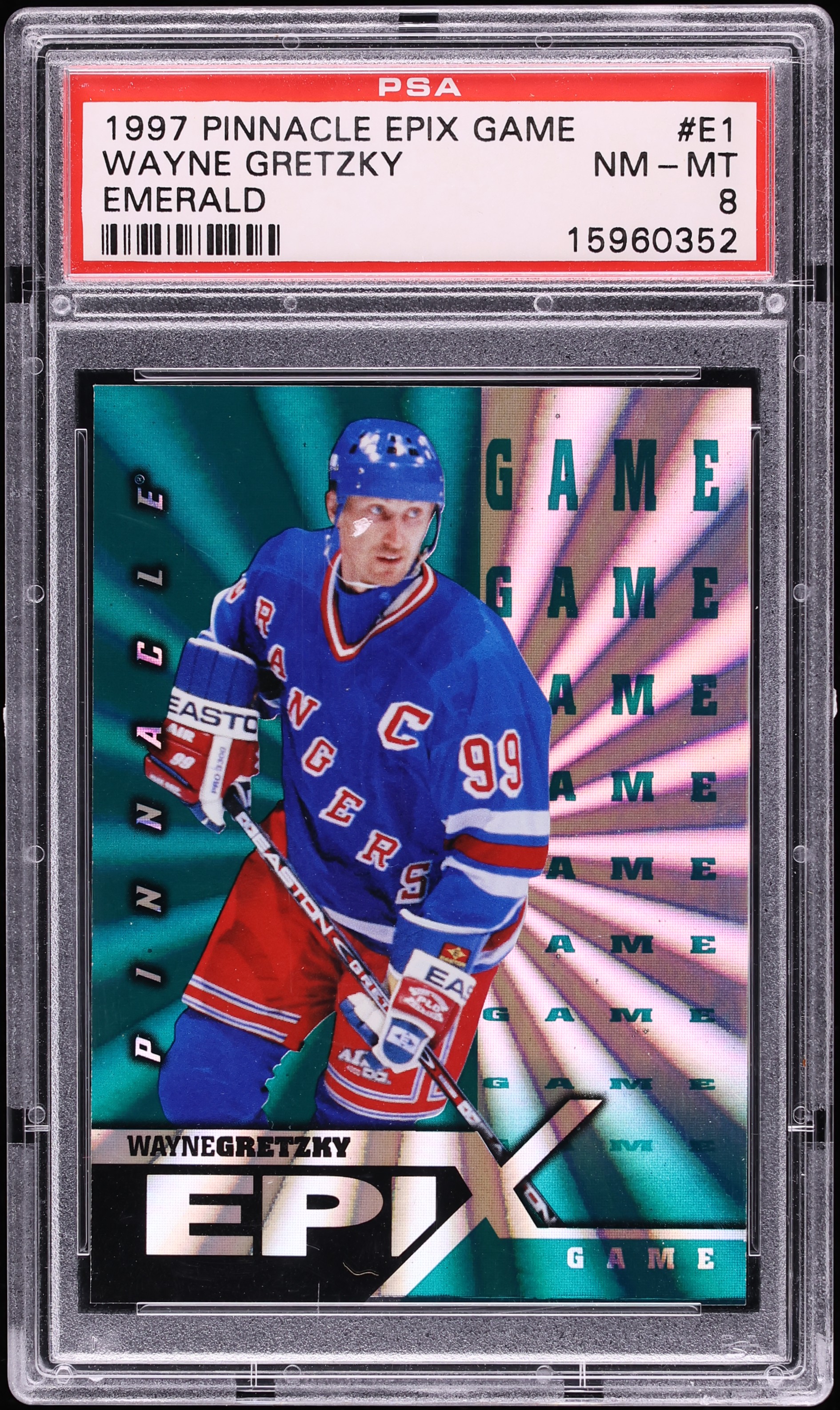 1997 Pinnacle Epix Game Emerald Wayne Gretzky #E1 PSA 8 NM-MT on
