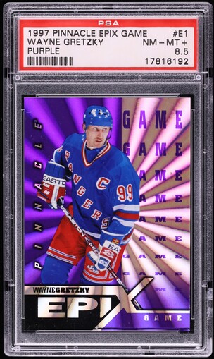 1997 Pinnacle Epix Game-Purple Wayne Gretzky #E1 PSA 8.5 NM-MT+ on