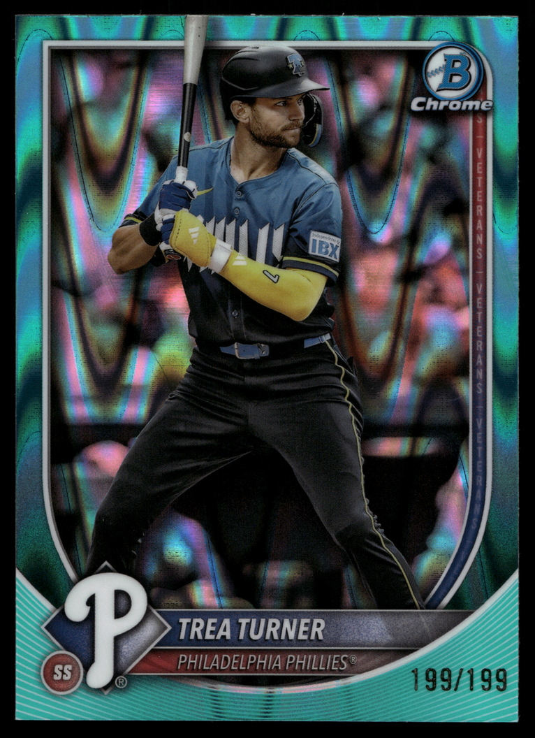2025 Bowman Chrome Aqua RayWave Refractor Trea Turner 199/199 #82