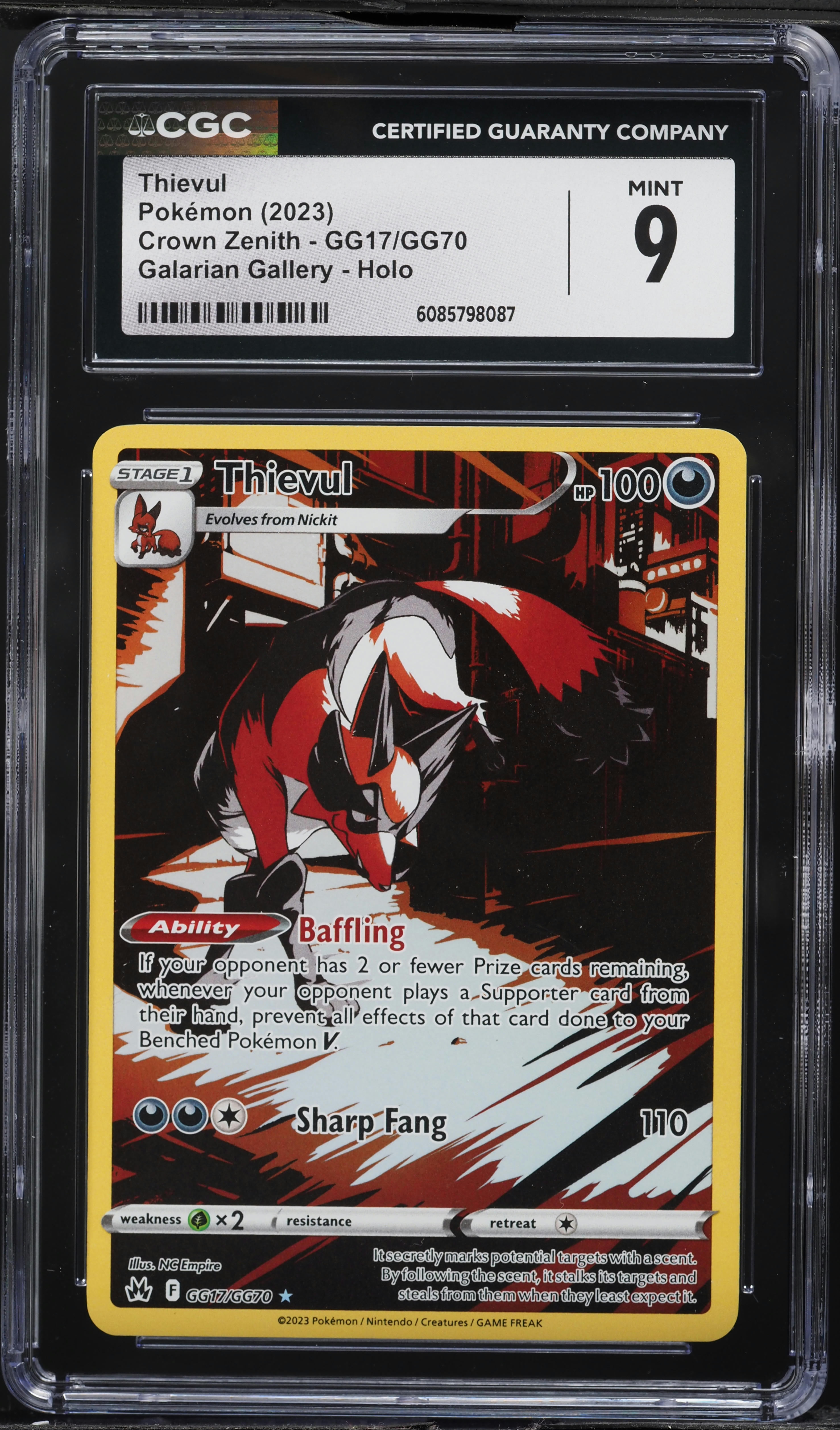 Full Art Price Pokemon TCG - Thievul Crown Zenith Full Art Holo Card ...