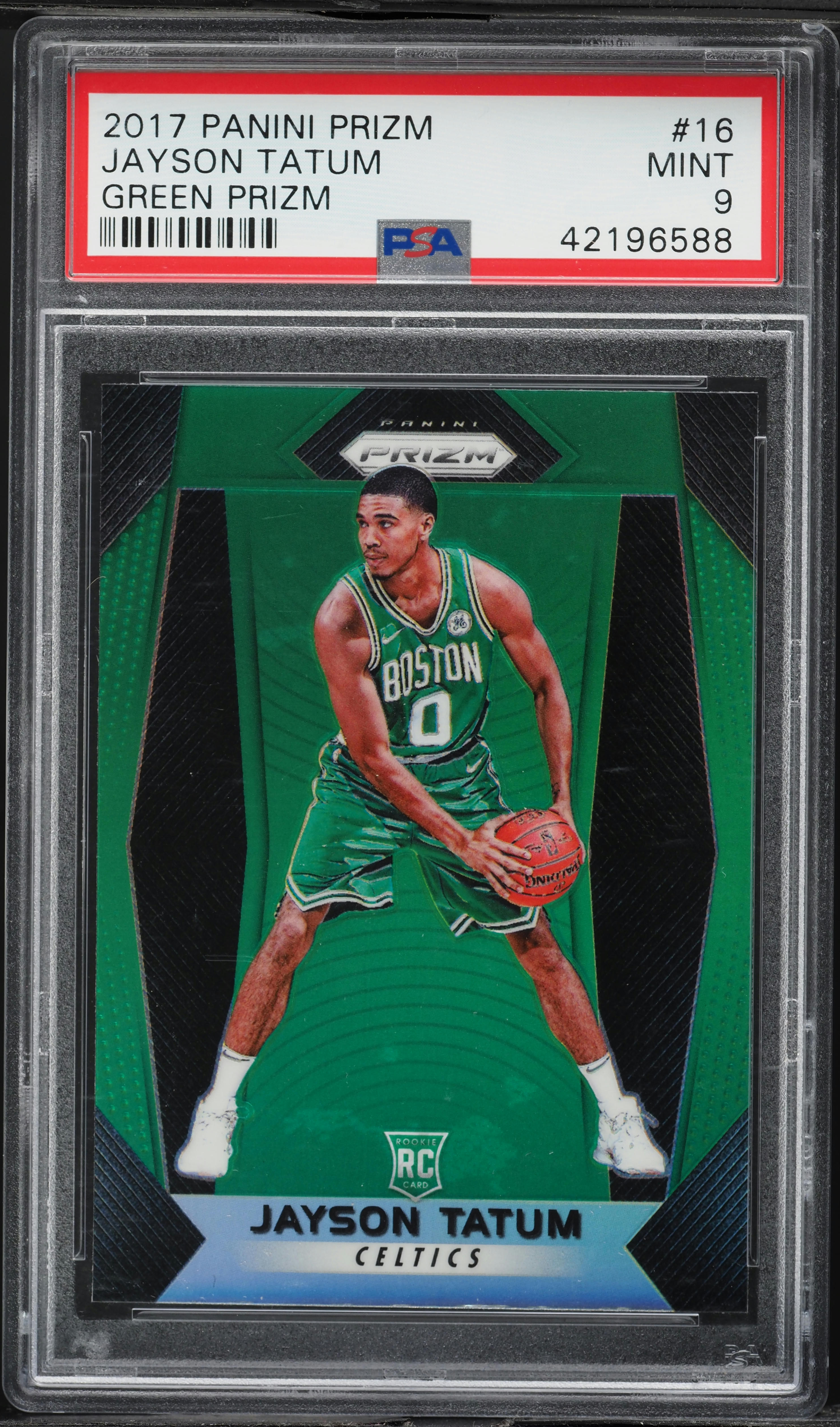 2017 Panini Prizm Green Jayson Tatum ROOKIE #16 PSA 9 MINT on