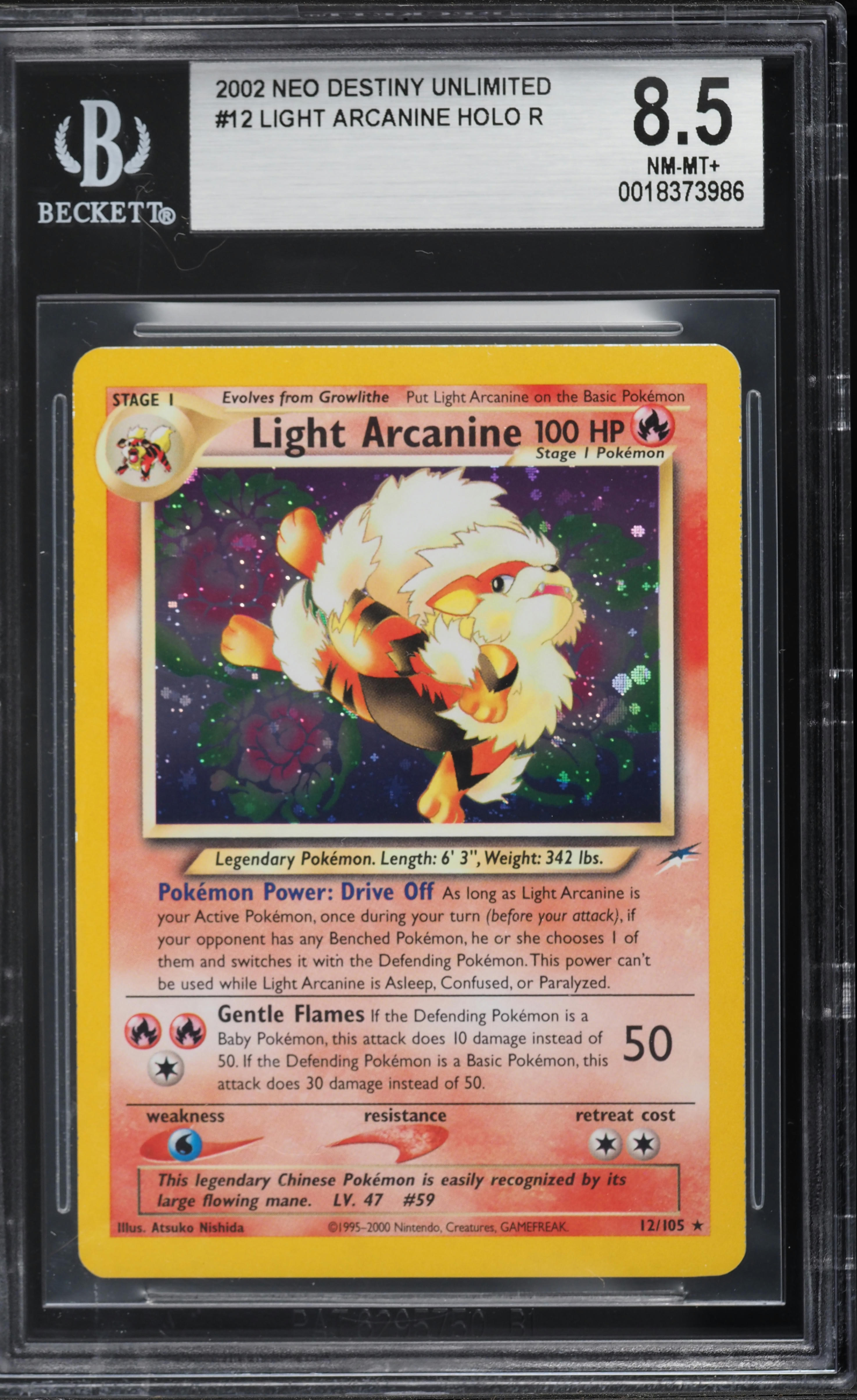 Pokemon Neo Destiny Rare Holo Light Arcanine #12