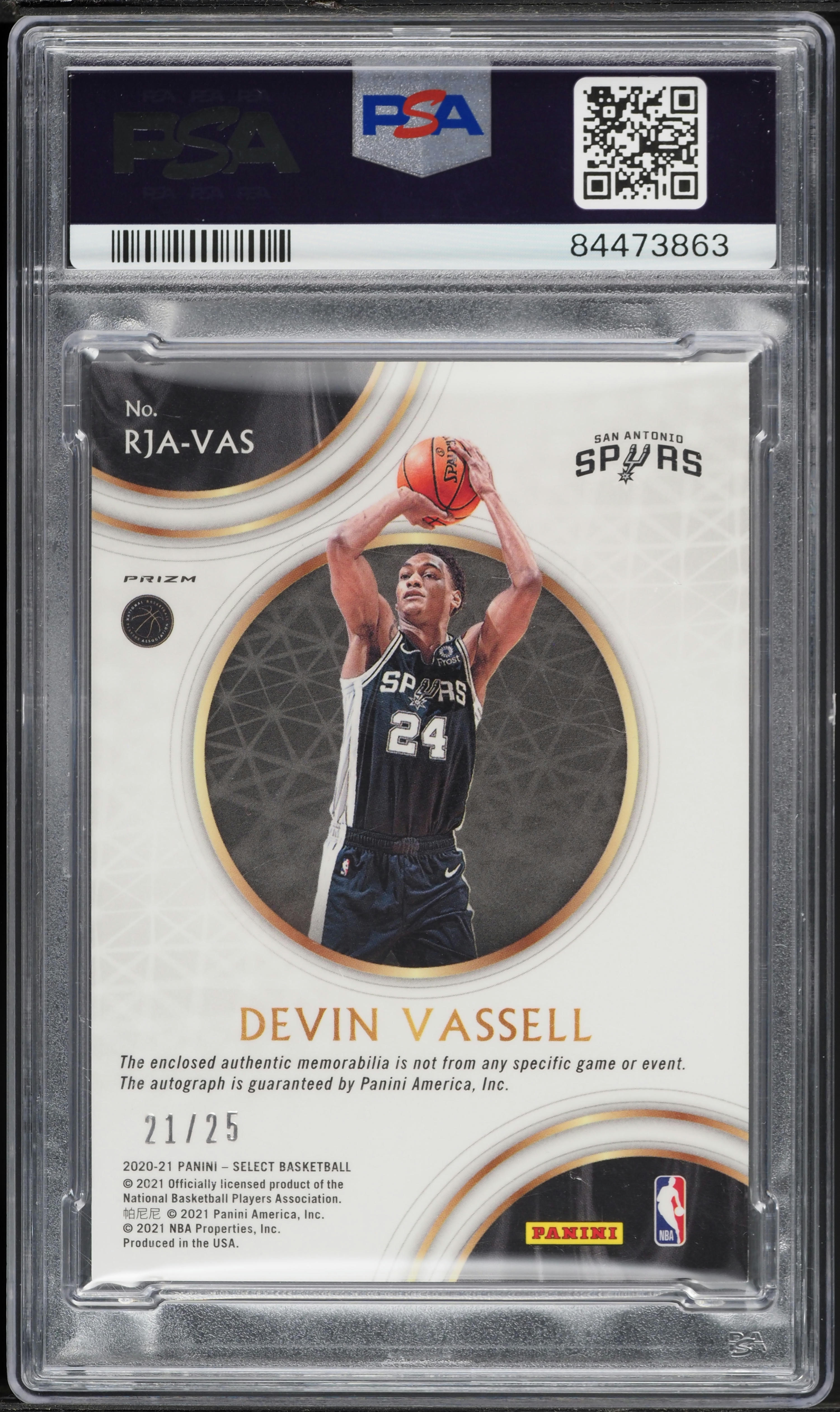 2020 Select Tie-Dye Prizm Devin Vassell ROOKIE PATCH AUTO /25 #RJA