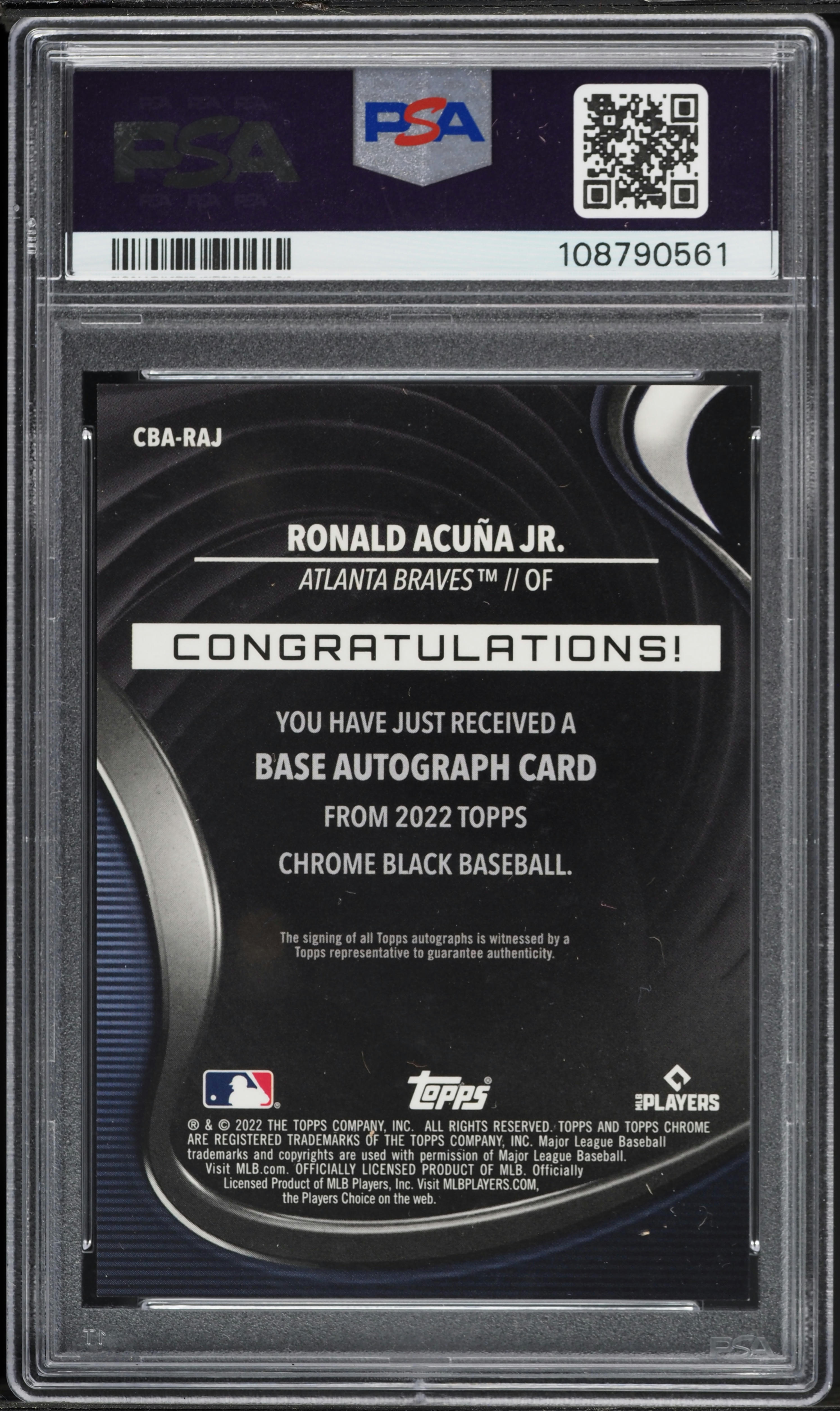 2022 Topps Chrome Black Gold Mini Diamond Ref Ronald Acuna Jr 