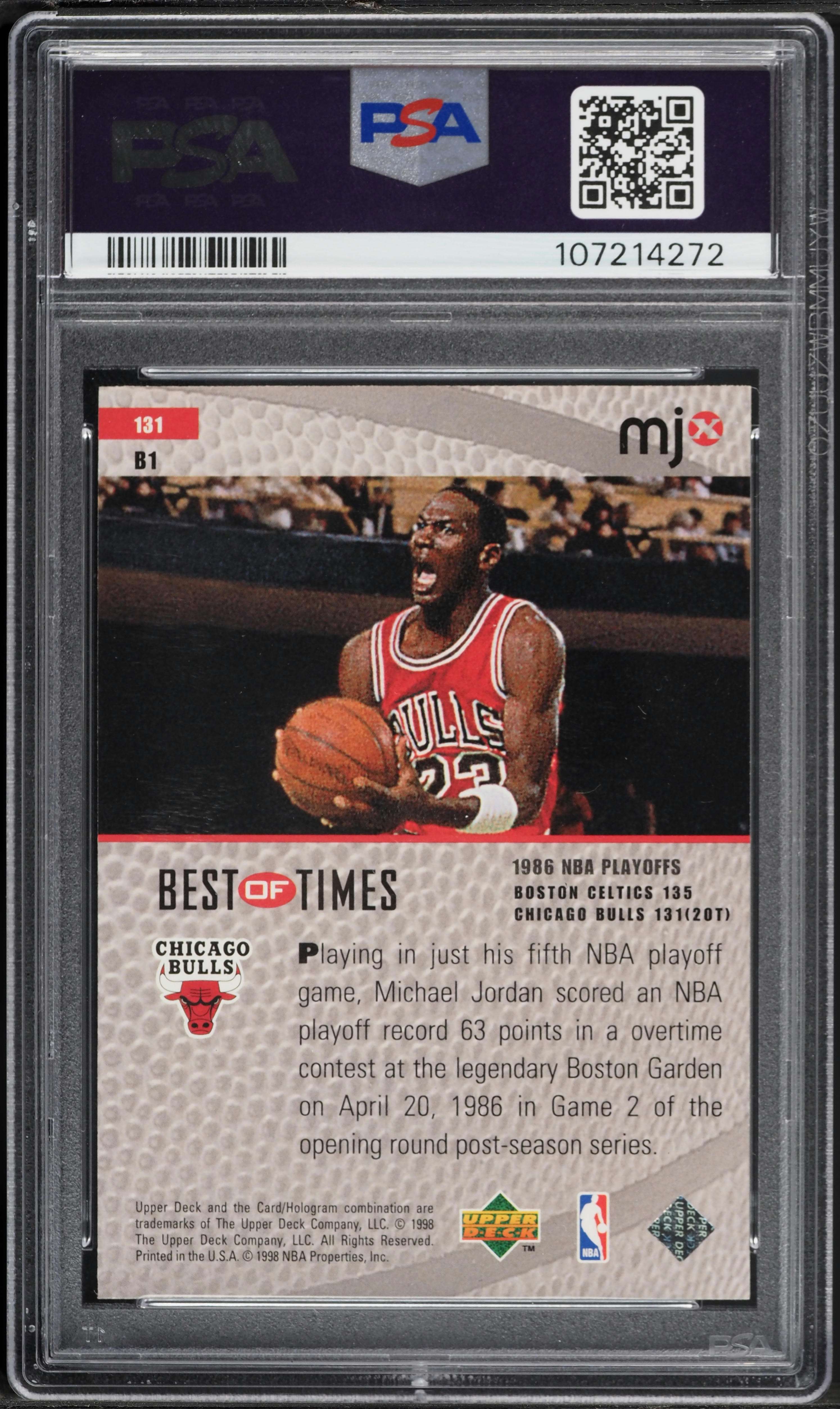 1998 Upper Deck MJx Michael Jordan #131 PSA 10 GEM MINT on