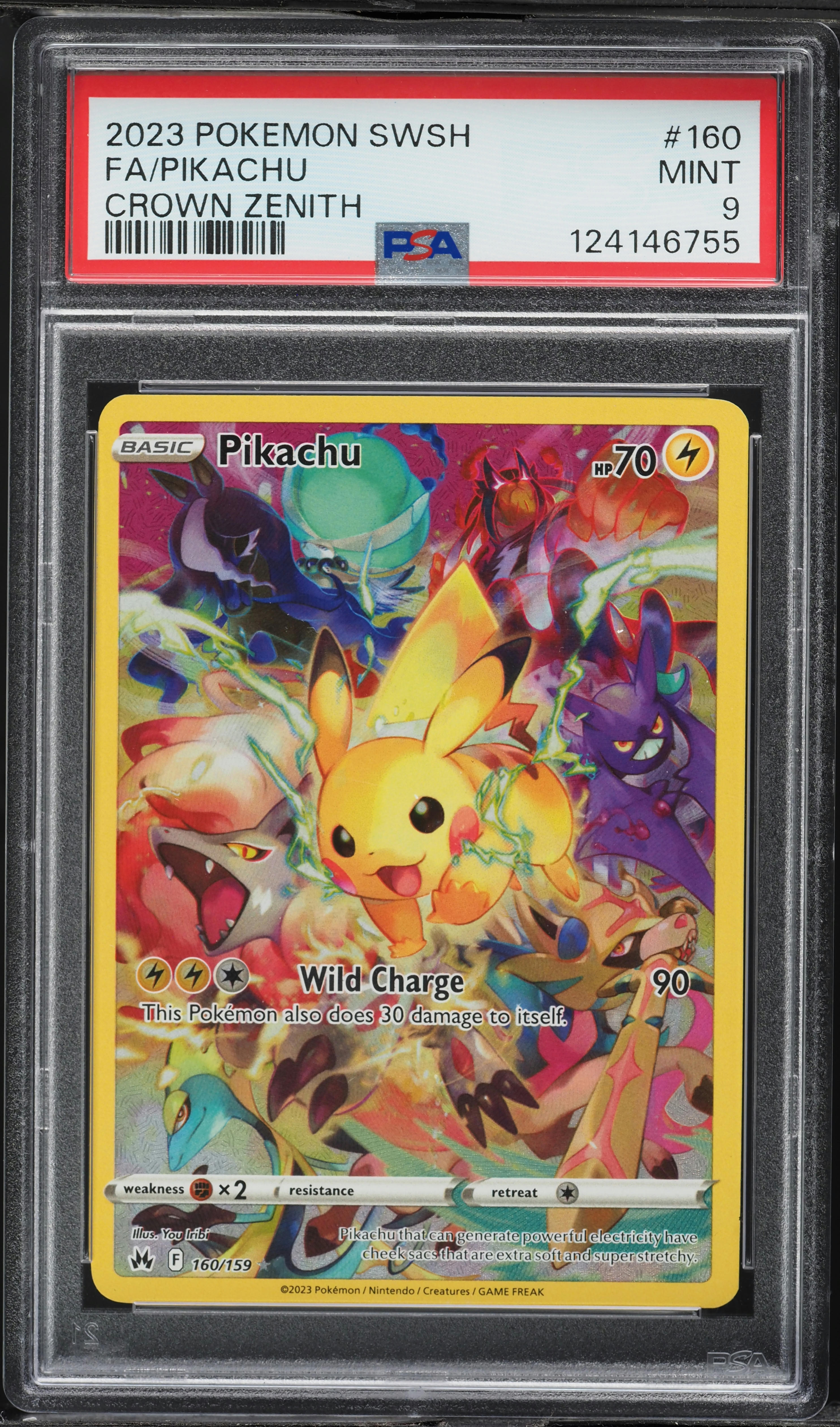 2023 Pokemon Sword & Shield Crown Zenith Full Art Pikachu #160 PSA