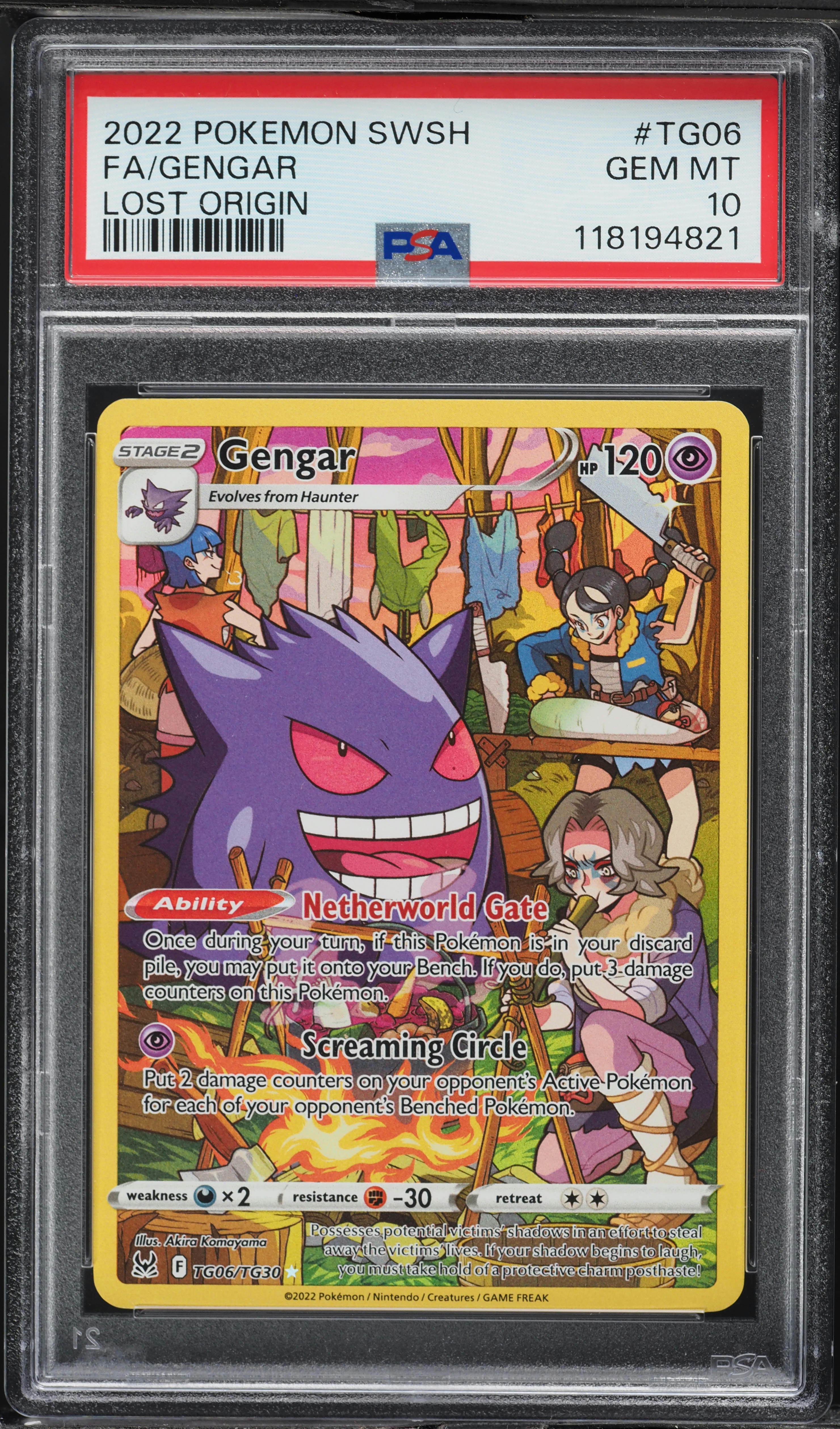 2022 Pokemon Sword & Shield Lost Origin CHR Gengar #TG06 PSA 10