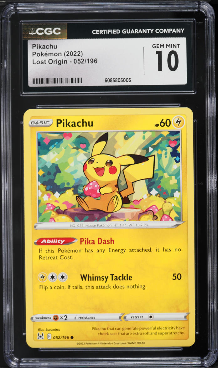 2022 Pokemon Sword & Shield Lost Origin Pikachu #52 CGC 10 GEM MINT