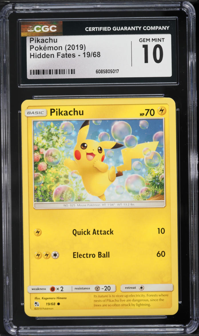 2019 Pokemon Sun & Moon Hidden Fates Pikachu #19 CGC 10 GEM MINT