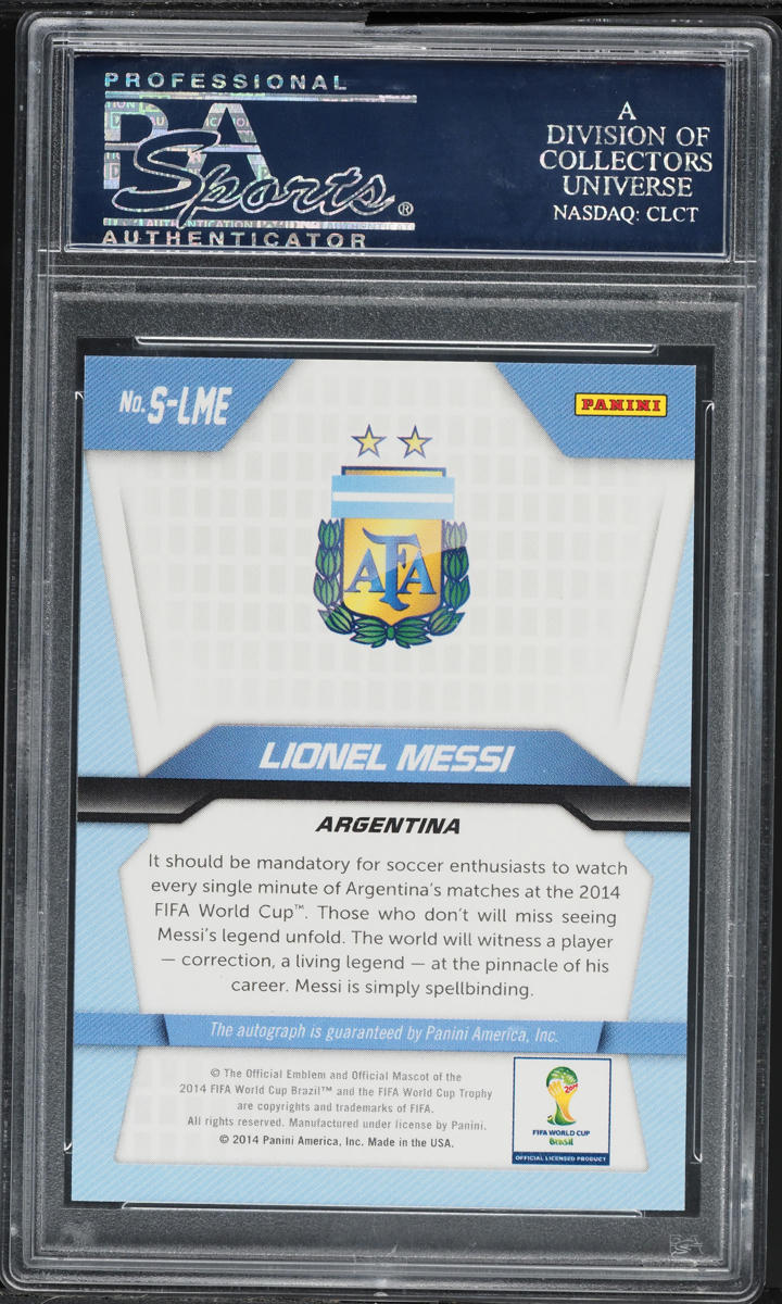 2014 Panini Prizm World Cup Signatures Lionel Messi AUTO #S-LME PSA 10 GEM MINT