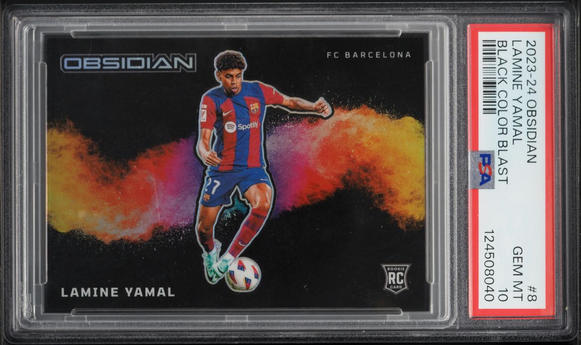 2023 Panini Obsidian Black Colorblast Lamine Yamal ROOKIE #8 PSA 10 GEM MINT