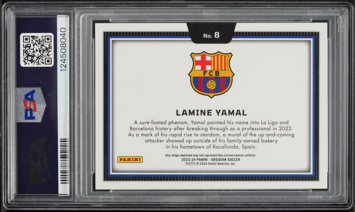 2023 Panini Obsidian Black Colorblast Lamine Yamal ROOKIE #8 PSA 10 GEM MINT