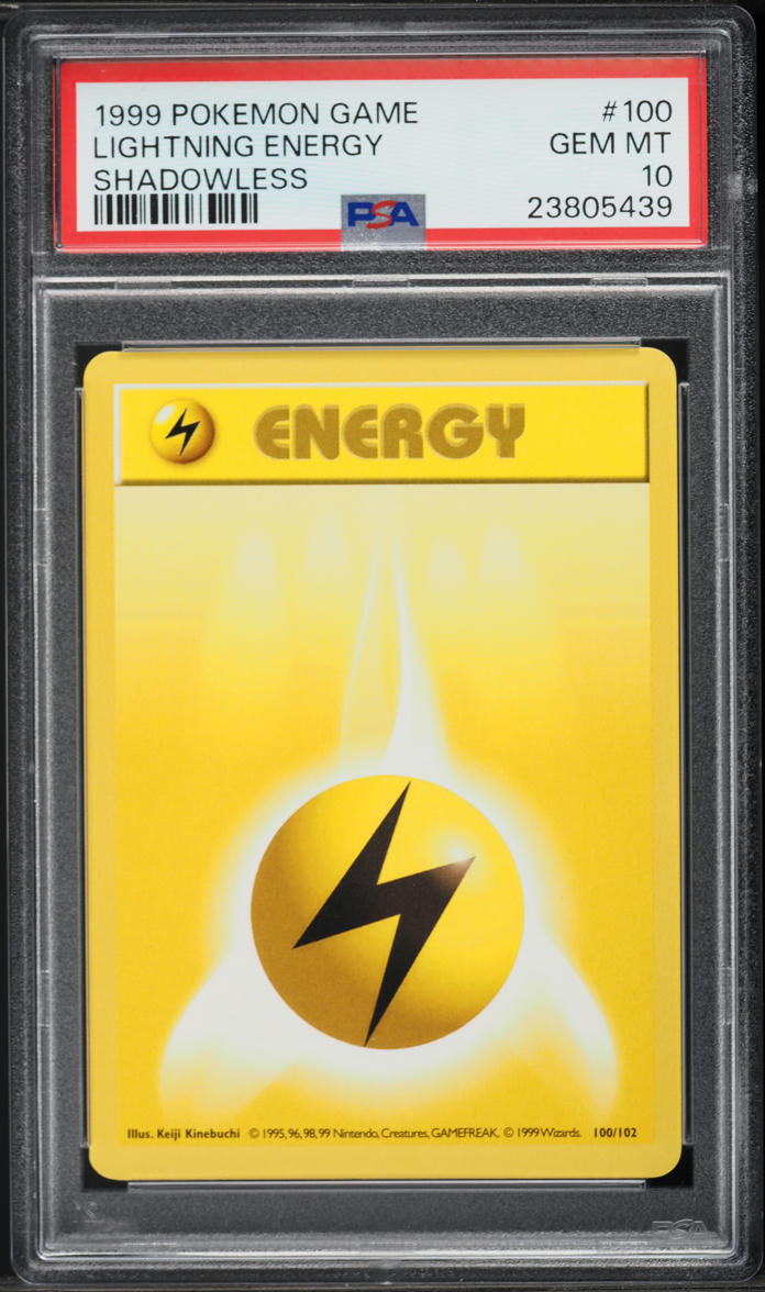 1999 Pokemon Base Set Shadowless Lightning Energy #100 PSA 10 GEM MINT