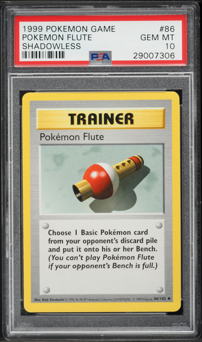 1999 Pokemon Base Set Shadowless Pokemon Flute #86 PSA 10 GEM MINT