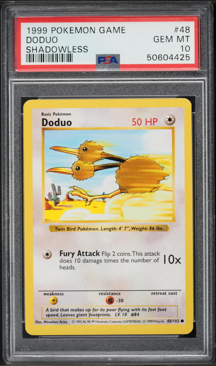 1999 Pokemon Base Set Shadowless Doduo #48 PSA 10 GEM MINT