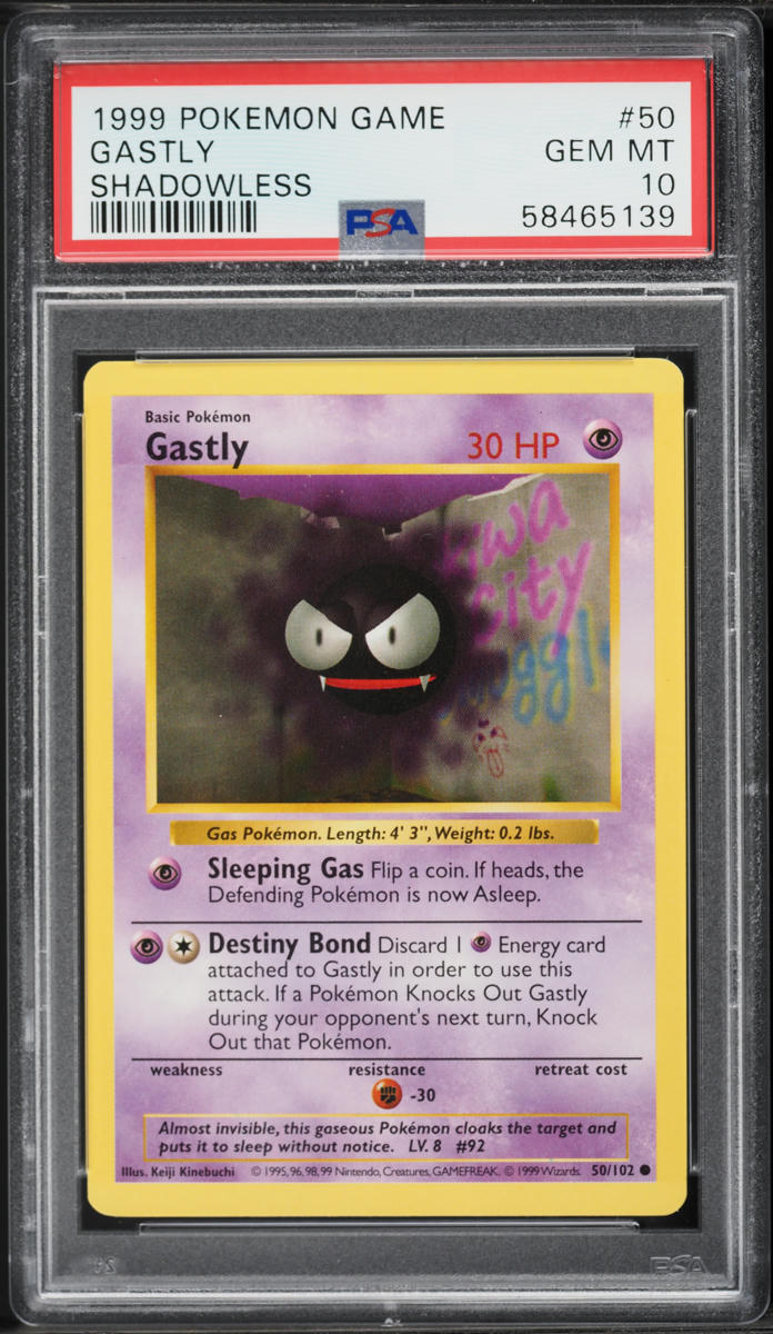 1999 Pokemon Base Set Shadowless Gastly #50 PSA 10 GEM MINT