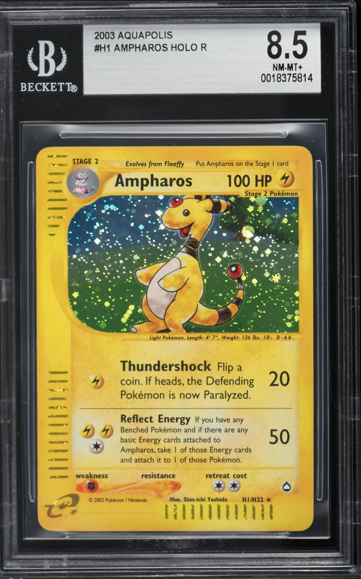 2003 Pokemon Aquapolis Holo Ampharos #H1 BGS 8.5 NM-MT+