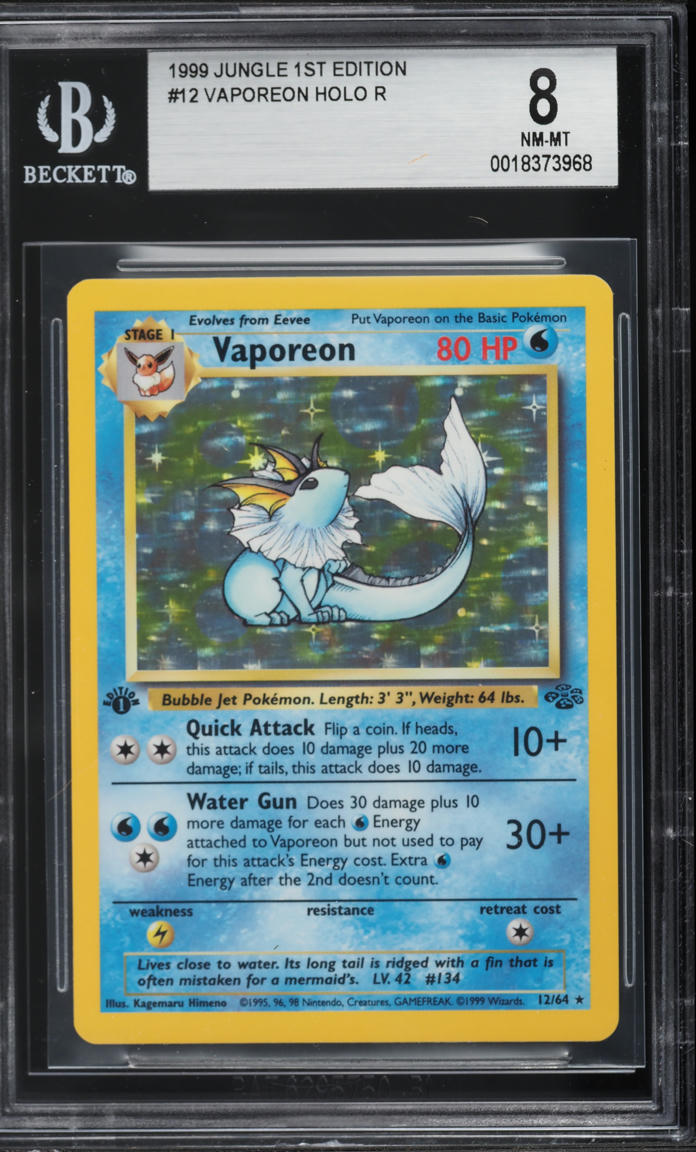 1999 Pokemon Jungle 1st Edition Holo Vaporeon #12 BGS 8 NM-MT on Fanatics  Collect