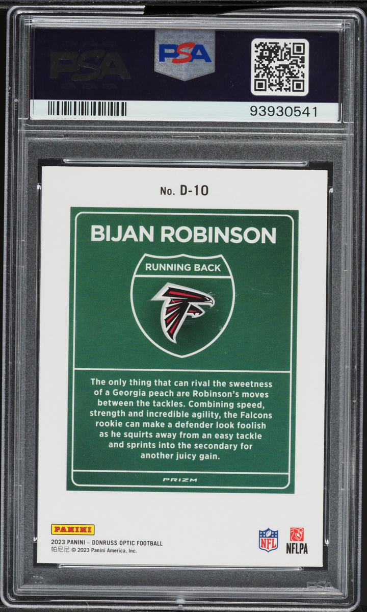 2023 Donruss Optic Downtown Bijan Robinson ROOKIE #D-10 PSA 9 MINT