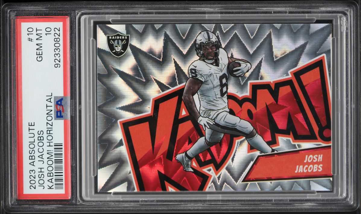 2023 Absolute Kaboom! Horizontal Josh Jacobs #10 PSA 10 GEM MINT
