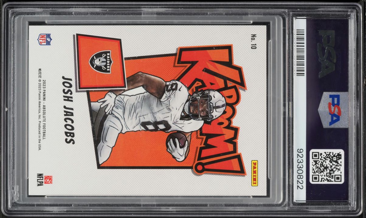 2023 Absolute Kaboom! Horizontal Josh Jacobs #10 PSA 10 GEM MINT
