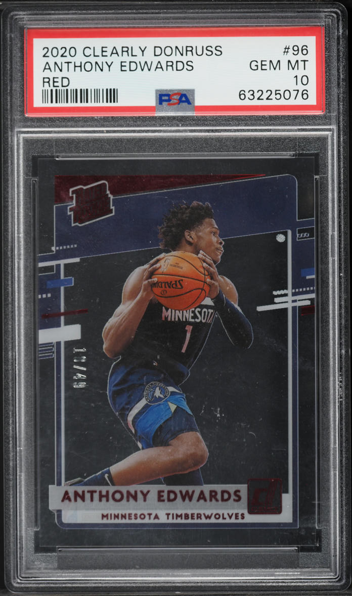 2020 Panini Clearly Donruss Red Anthony Edwards ROOKIE /49 #96 PSA 10 GEM MINT