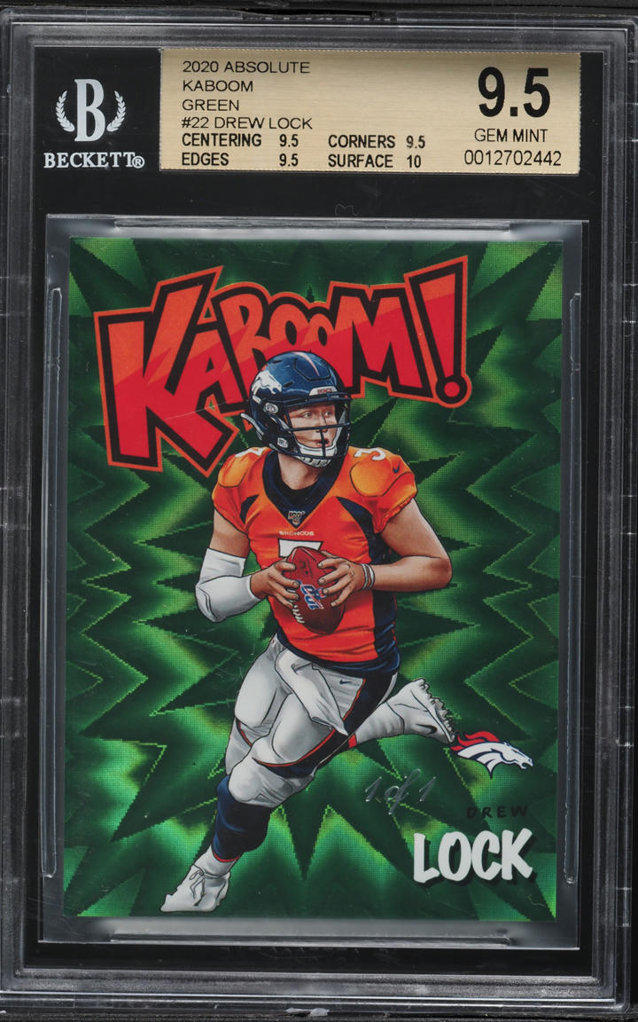 2020 Panini Absolute Kaboom Green Drew Lock 1/1 #22 BGS 9.5 GEM MINT
