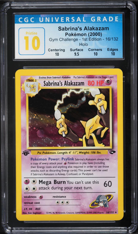 2000 Pokemon Gym Challenge 1st Edition Holo Sabrina's Alakazam #16 CGC 10 PRISTINE
