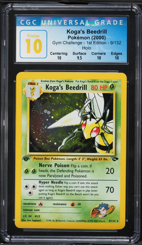 2000 Pokemon Gym Challenge 1st Edition Holo Koga's Beedrill #9 CGC 10 PRISTINE
