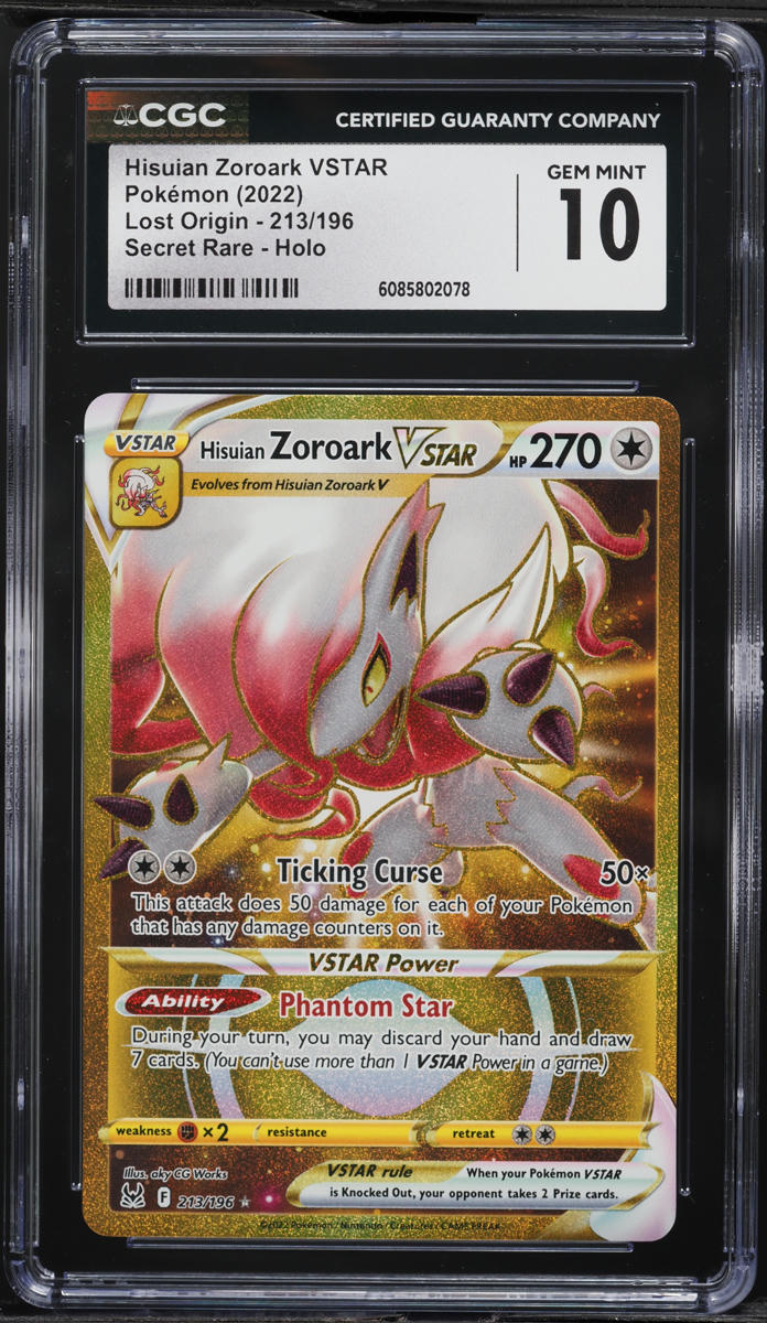 2022 Pokemon Sword & Shield Lost Origin Gold Rare Hisuian Zoroark VSTAR  #213 CGC 10 GEM MINT on Fanatics Collect