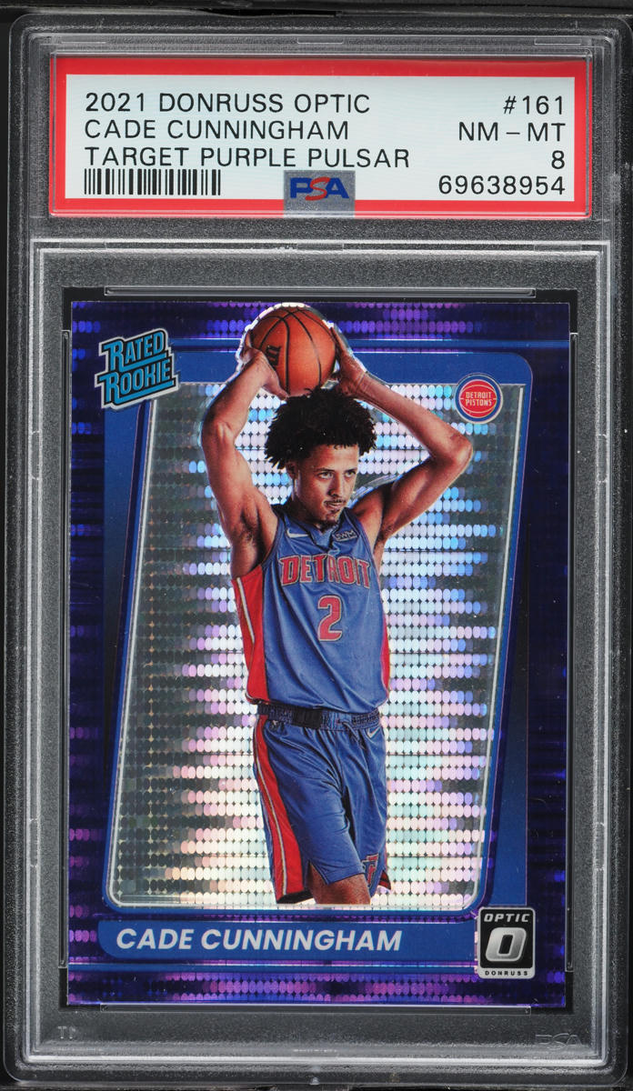 2021 Donruss Optic Target Purple Pulsar Cade Cunningham ROOKIE #161 PSA 8 NM-MT