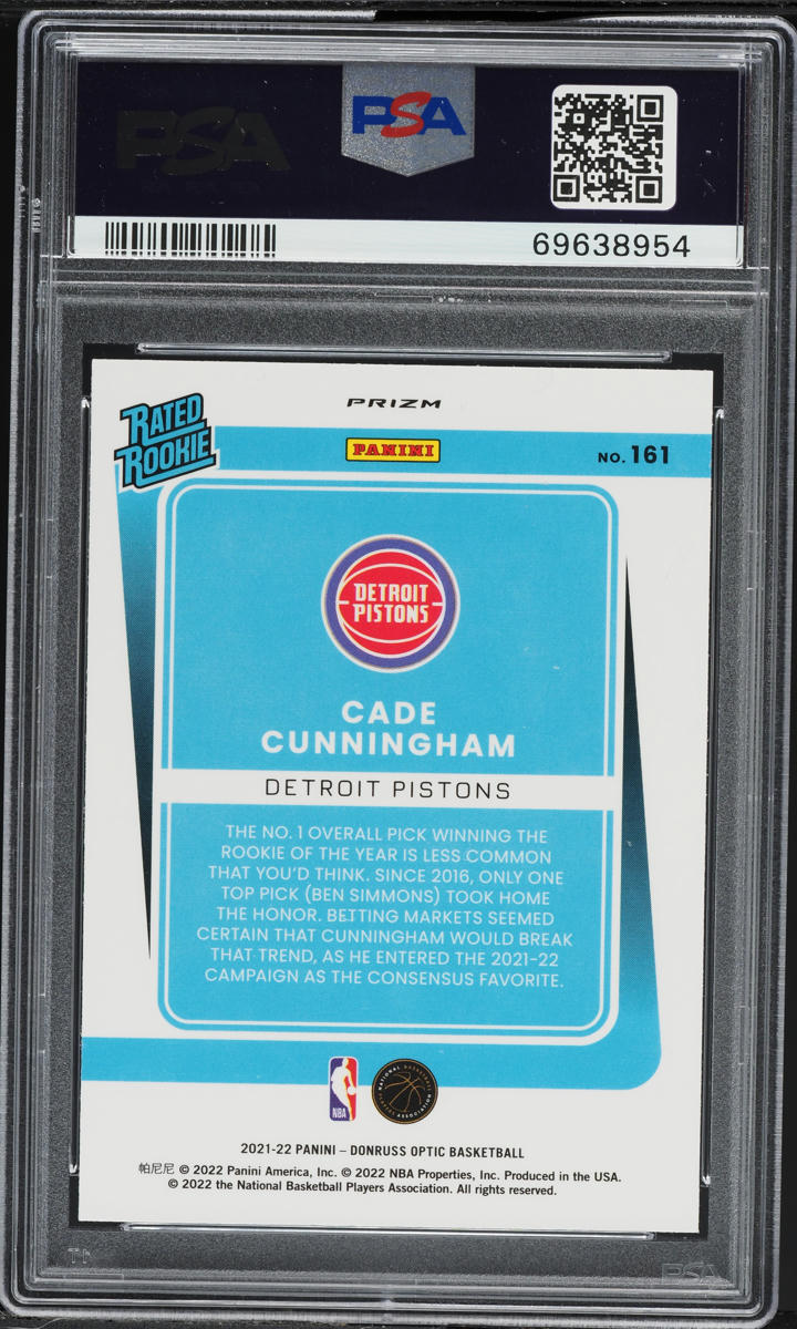 2021 Donruss Optic Target Purple Pulsar Cade Cunningham ROOKIE #161 PSA 8 NM-MT