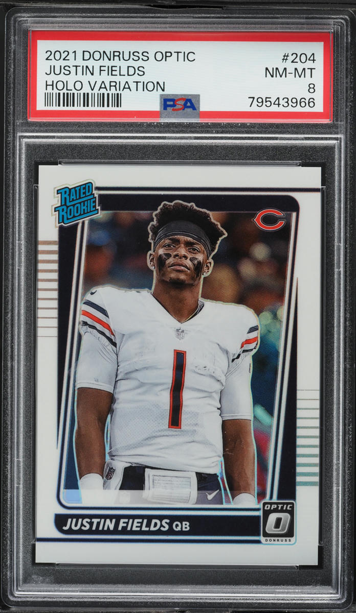 2021 Donruss Optic Variation Holo Justin Fields ROOKIE #204 PSA 8 NM-MT