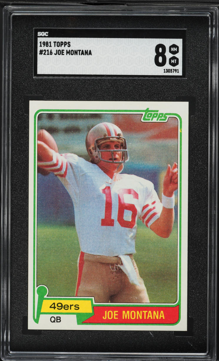1981 Topps Football Joe Montana ROOKIE #216 SGC 8 NM-MT