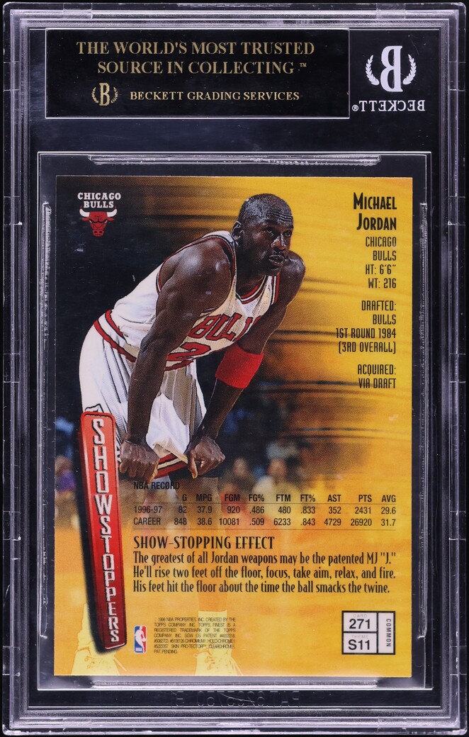 1997 Finest Basketball Michael Jordan #271 BGS 10 PRISTINE, BLACK LABEL on  Fanatics Collect