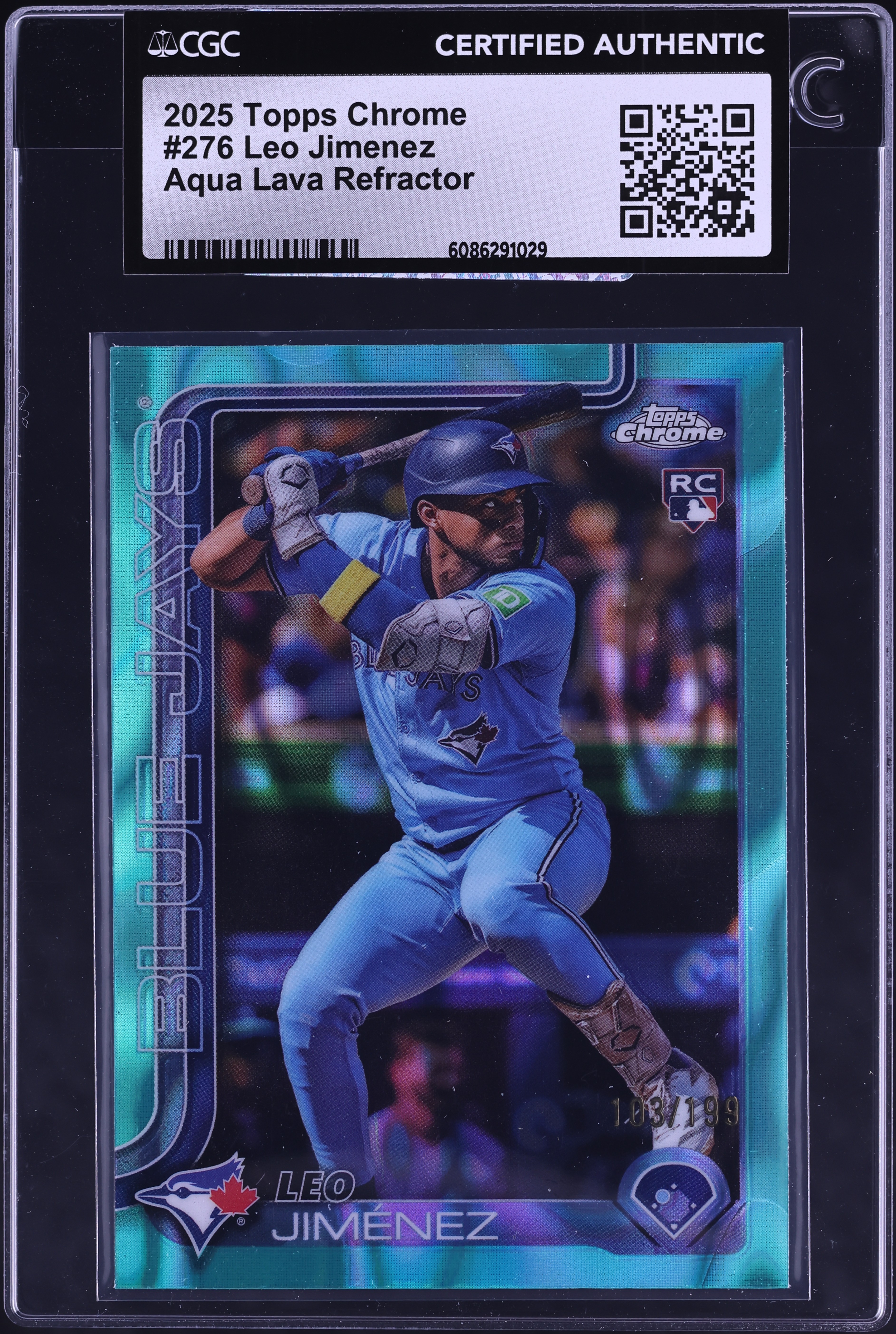 2025 Topps Chrome Aqua Lava Refractor Leo Jimenez ROOKIE /199 #276
