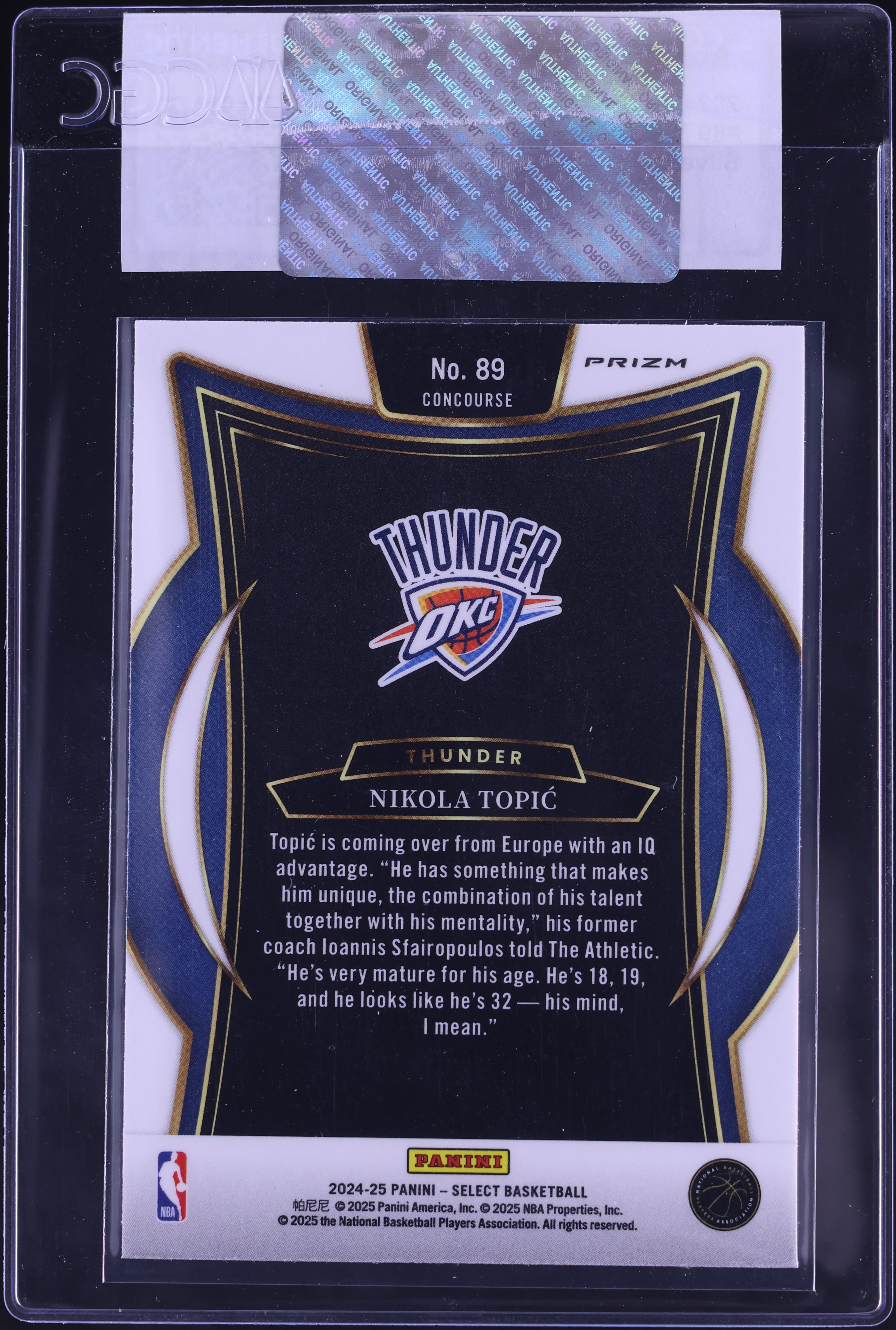 2024 Select Concourse Silver Prizm Nikola Topic ROOKIE #89 CGC