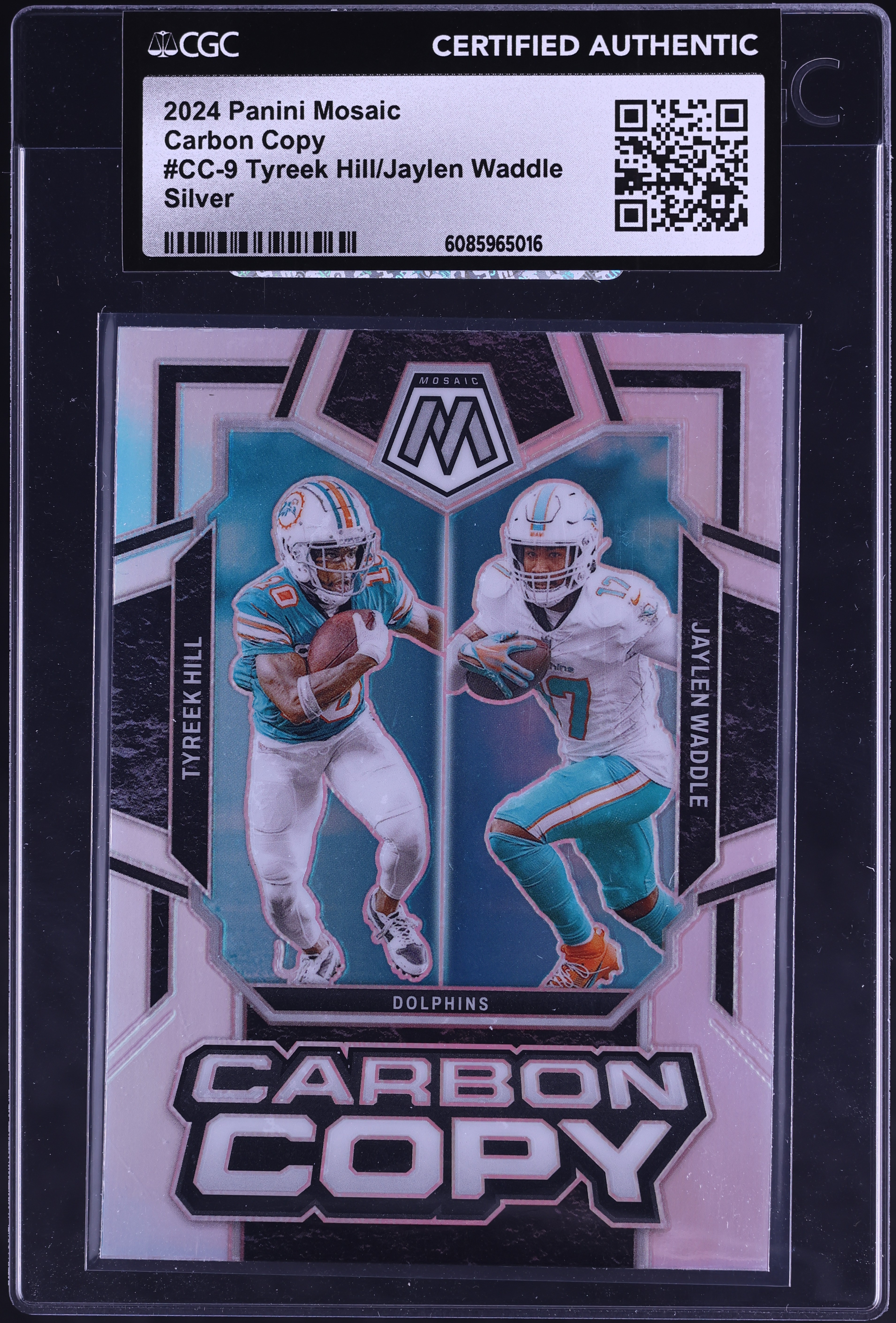2024 Panini Mosaic Carbon Copy Silver Tyreek Hill Jaylen Waddle